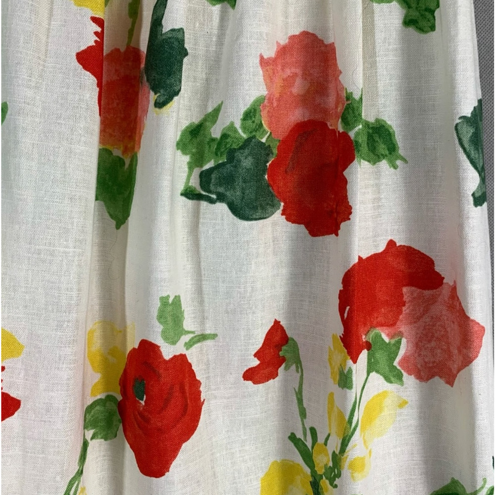 Sezane 4 Carlotta Linen Puff Sleeve Maxi Dress $450 Floral Poppy Square Neck 36 - Picture 8 of 13